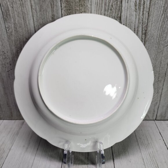 Vintage Bassett Limoges Dinner Plates White Pink Flower Austria 9.5 in Set Of 2 - Picture 5 of 7